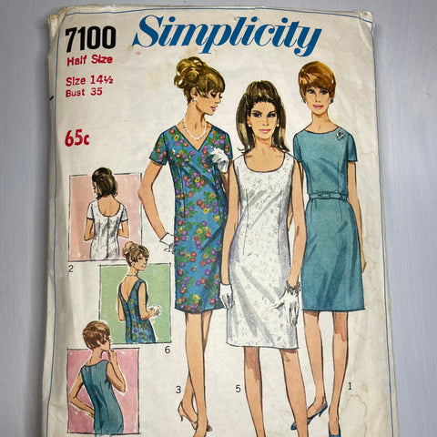 1967 Vintage Pattern - Simplicity 7100 size 14 1/2