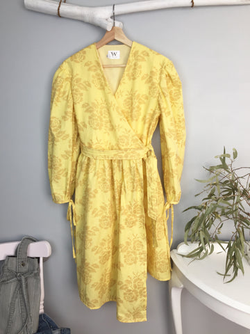 Kia Wrap Dress in Yellow Floral