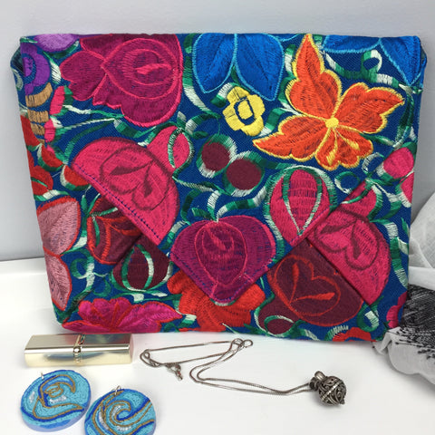 Embroidered Envelope Re-purposed Clutch